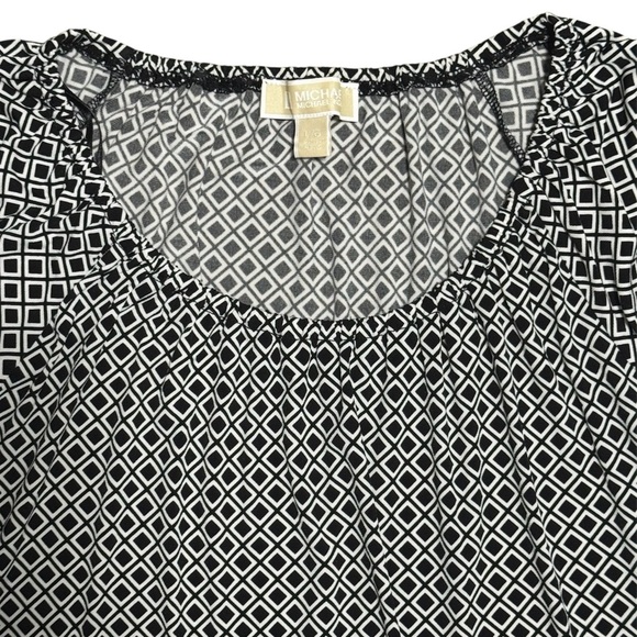 MICHAEL KORS - Women’s 3/4 Length Sleeve Blouse, Black/White, Large - Picture 4 of 5